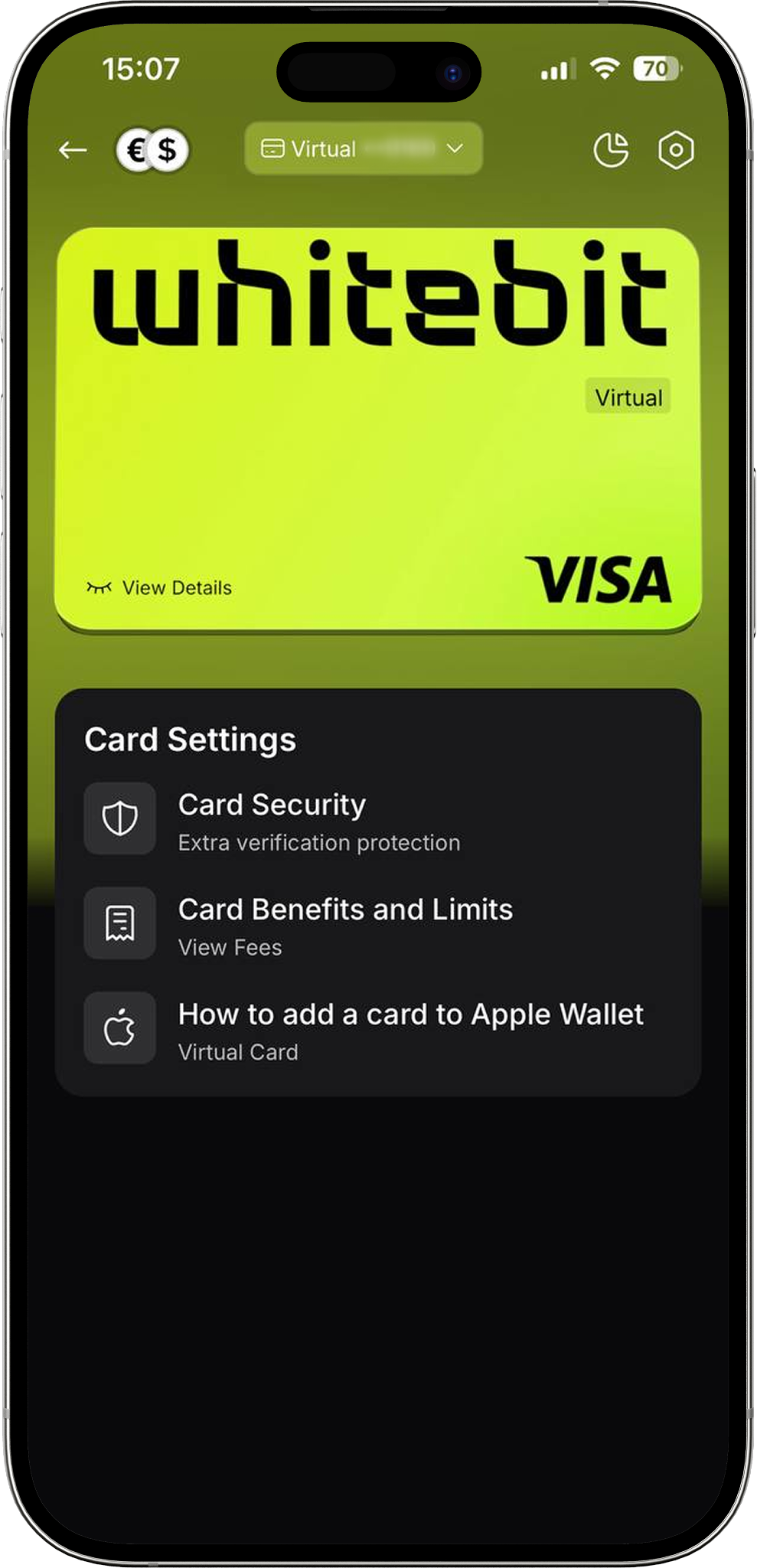 WhiteBIT Nova USD 卡面